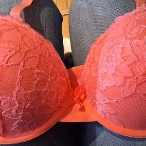 Momino Vibrant Coral Lace Bra